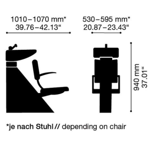 LavaSit Joy Synchron Shampoo Chair - dimensions